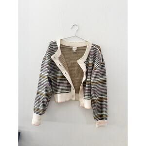 Anthropologie Sweater- Size M - Colorful Houndstooth Pattern